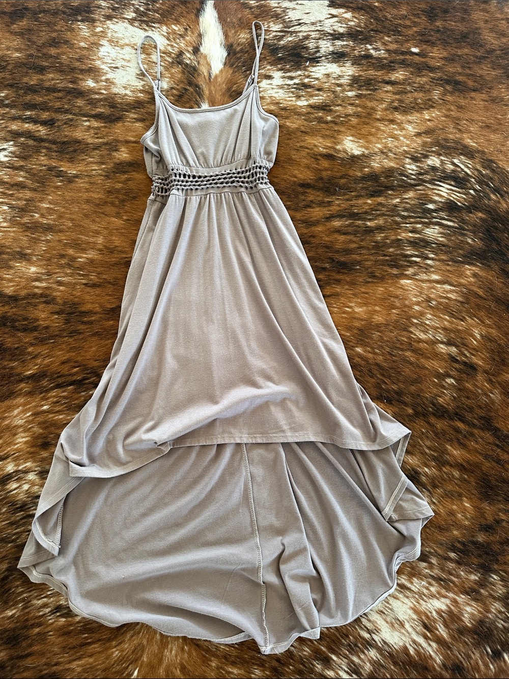 Brown hi Low dress with cutout